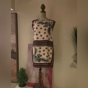 Zara Cream, Black and Red Mini Dress with Floral Accents